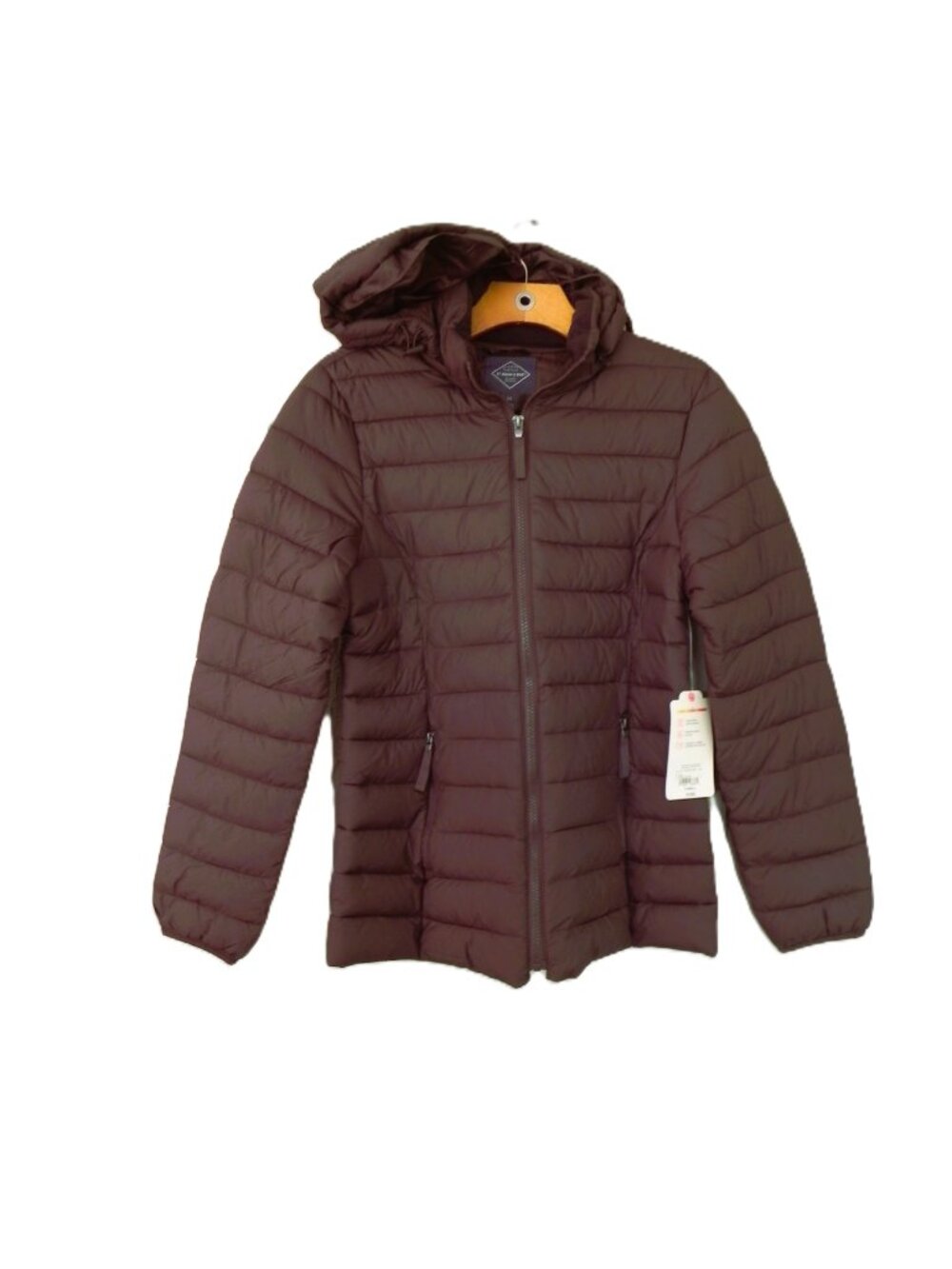 NWT St. John’s Bay Brown Hooded Puffer Jacket Women’s Winter Coat Nylon